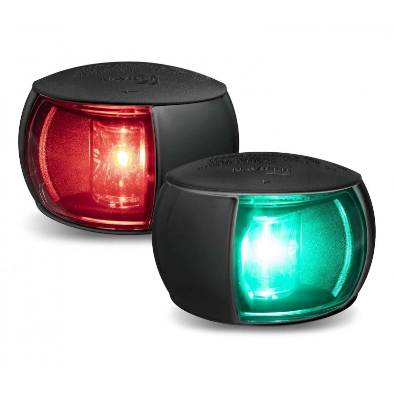 FANALE NERO LENTE TRASPARENTE ROSSO NAVILED LIGHTS WITH TRANSPARENT LENS BLACK - STRAIGHT/GREEN