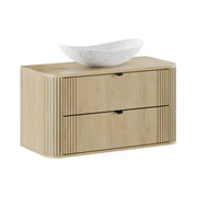 Set da bagno KORI: mobile sottolavabo 100cm + piano d'appoggio + lavabo da appoggio