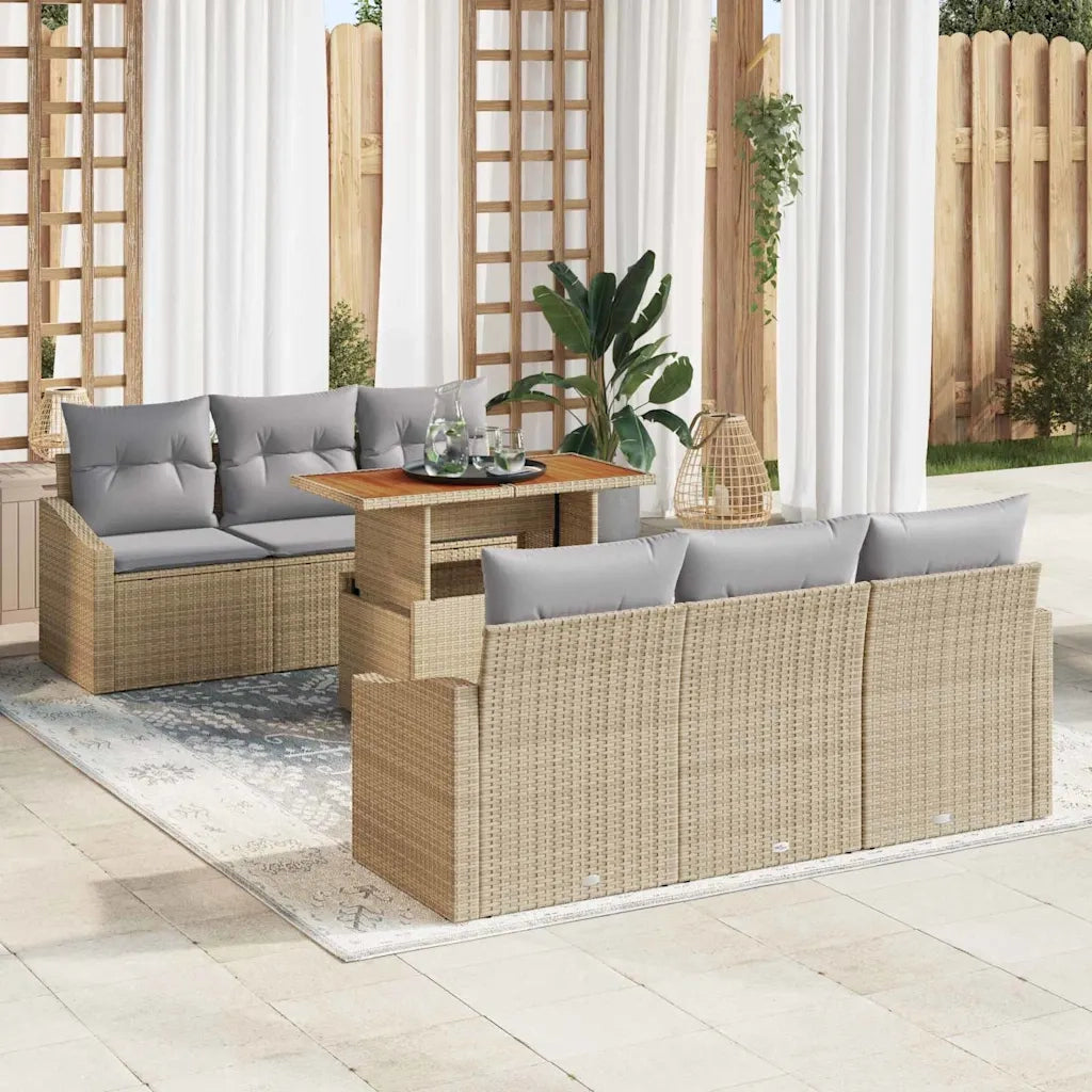 Set Divano da Giardino 7 pcs Beige Poly Rattan 3358520