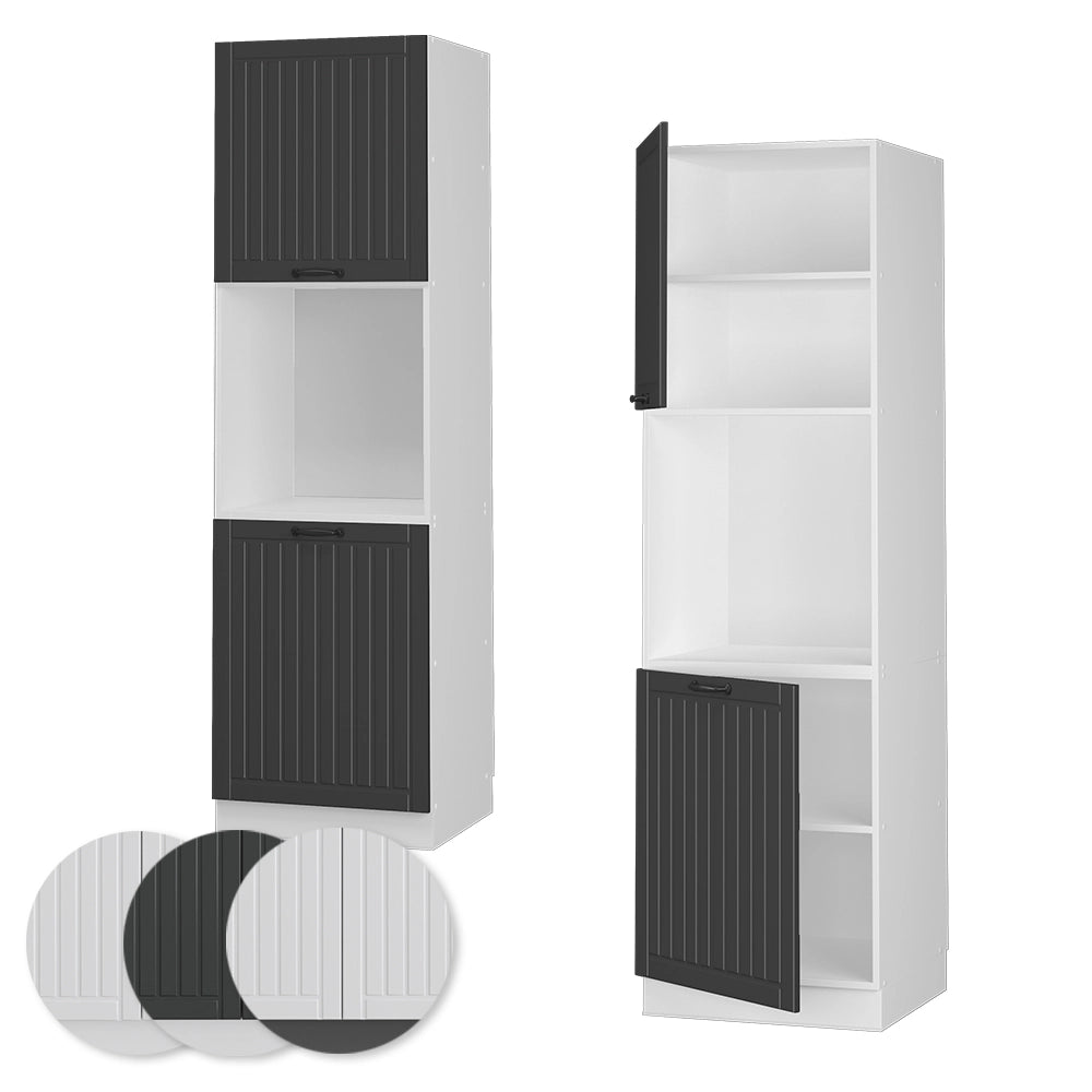 Mobile per forno da incasso Fame-Line Antracite rustico/Bianco 60 cm aperto Vicco