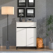 Mobile Portascarpe Ilarione, Scarpiera un Cassetto, 80x40x109.5h cm Beige