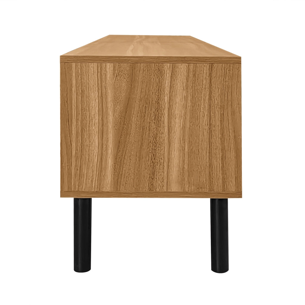 Mobile TV con 4 Ante ¨C MINIMAL ¨C Nero/Legno Naturale, 170x38x47 cm