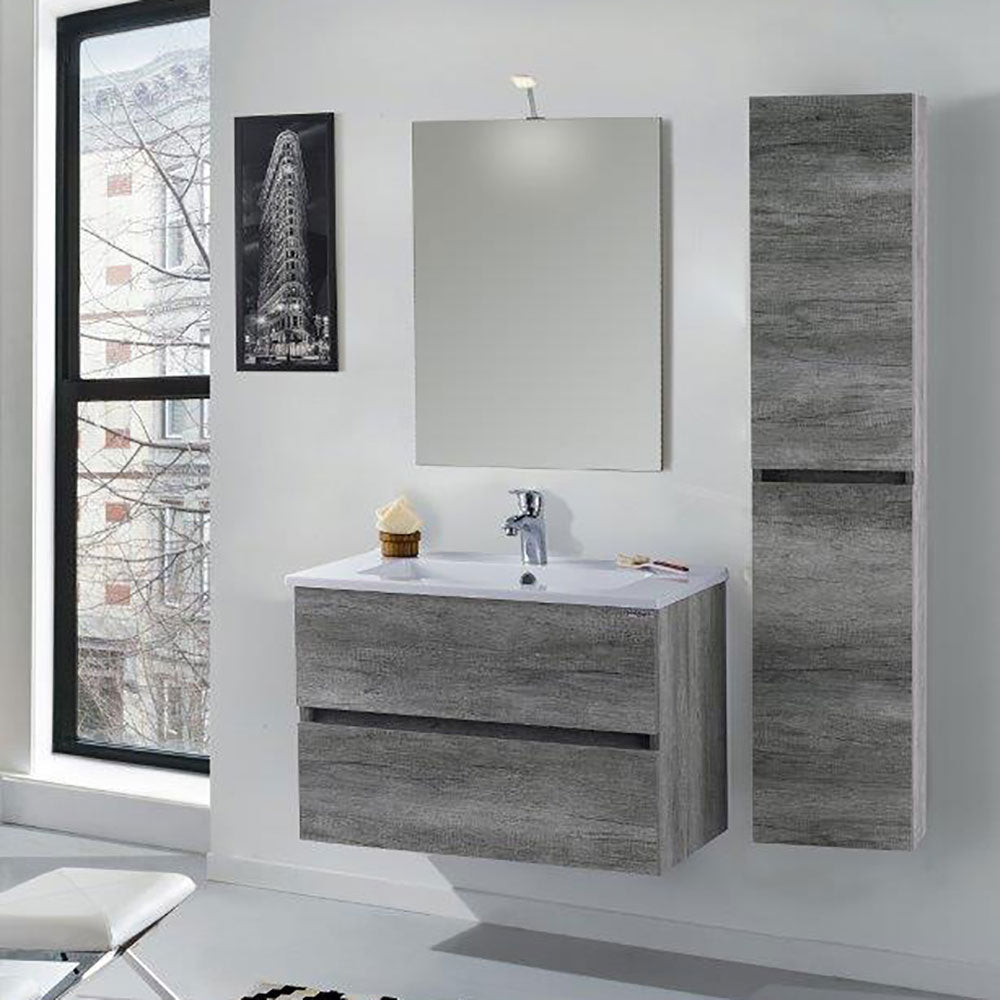 Mobile da Bagno Sospeso 100cm Colonna P32cm Mazzoni Maiorca Light Grigio Cemento