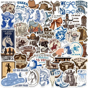 Sticker Cowboy 50 pezzi - Set di Sticker in Vinile - Impermeabile - Motivi Creativi - Per Auto/Moto/ bicicletta - Dimensione 5,6-6,1 cm