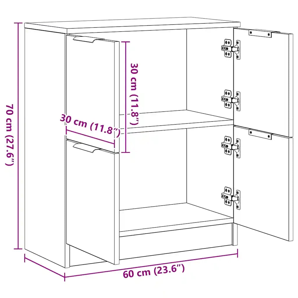 Credenza Rovere Artigianale 60x30x70 cm in Legno Multistrato 856841