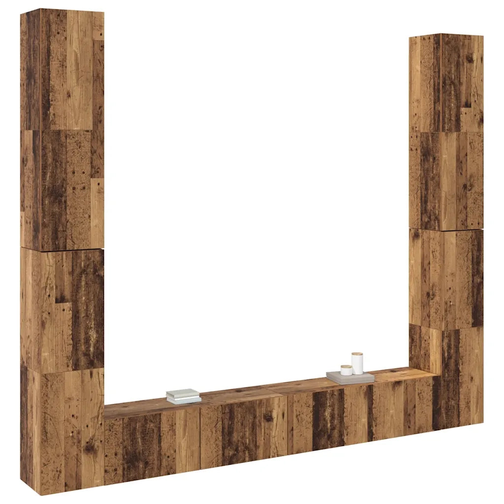 Mobili TV a Parete 6 pz Legno Vecchio Legno Multistrato 3328987