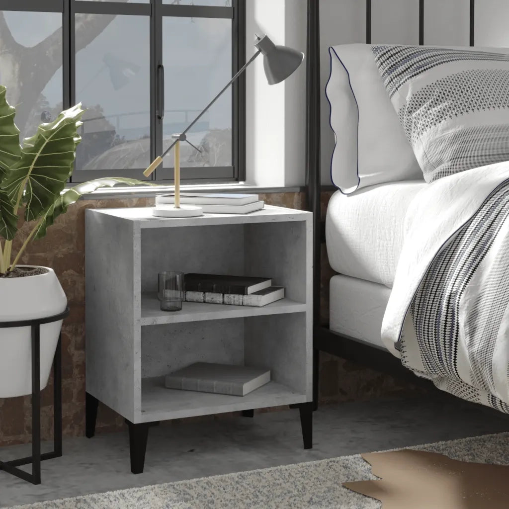 Comodino con Gambe in Metallo Grigio Cemento 40x30x50 cm cod mxl 30201