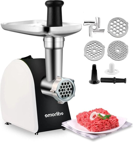 Molinello elettrico professionale 2200 W - avanti e indietro - multifunzionale - 3 lame - forme di uscita - bianco e nero