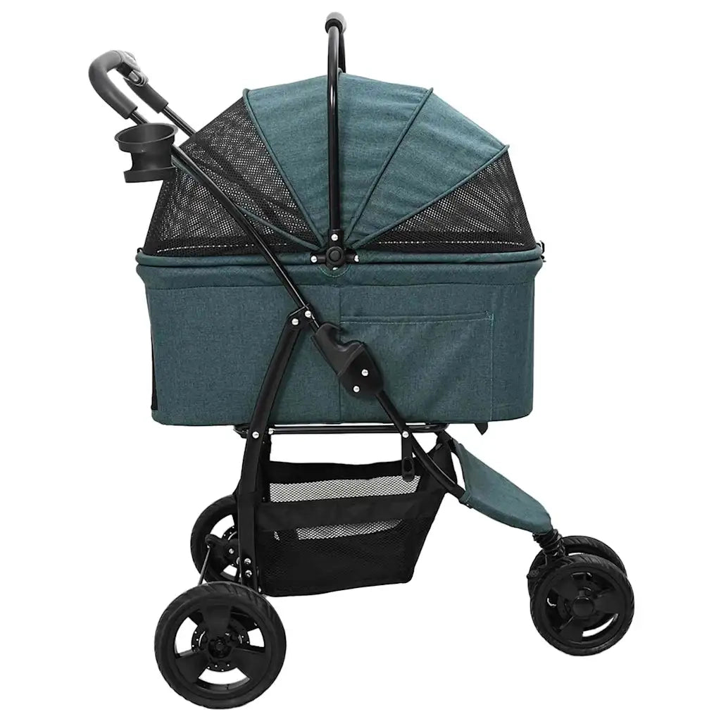 vidaXL Passeggino pieghevole per animali Verde 78 x 54 x 101 cm