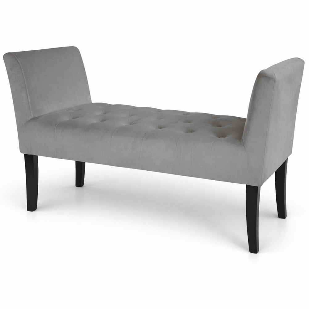 Panca Grigio con Piedi in Legno e Rivestimento Velluto Camera da Letto Ingresso