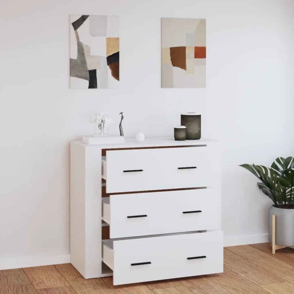 Credenza-Buffet-Armadio da cucina Bianca 80x33x70 cm in Legno Multistrato 463156
