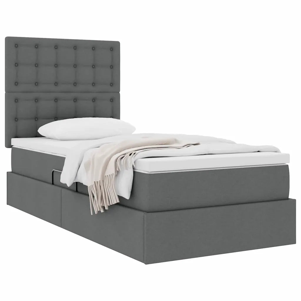 Letto con contenitore e materasso Grigio scuro 90 x 190 cm