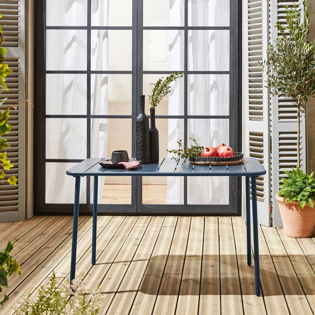Tavolo da giardino bistrot in acciaio, 4 posti, 120cm, blu navy