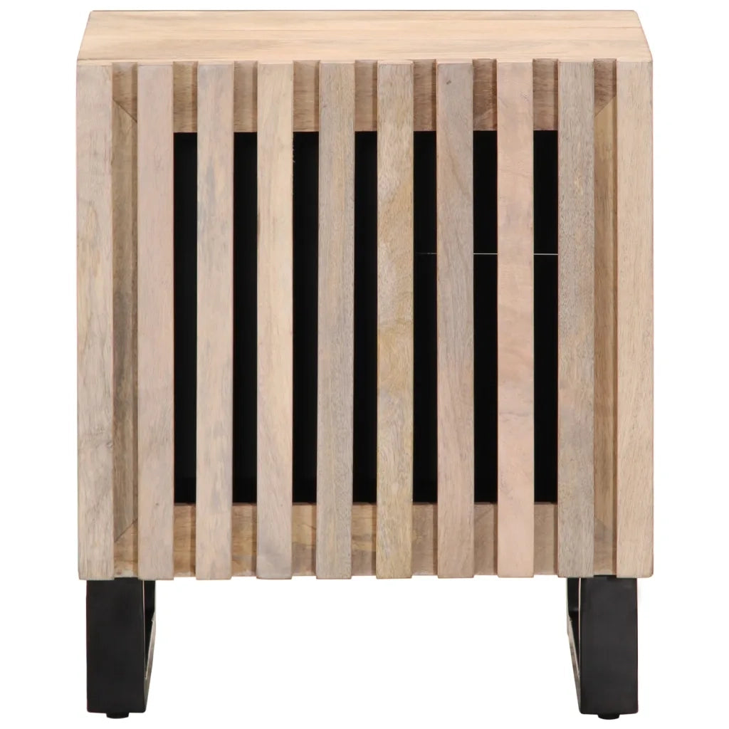 Comodini 2pz 40x34x46 cm in Legno Massello di Mango Sbiancato 377423
