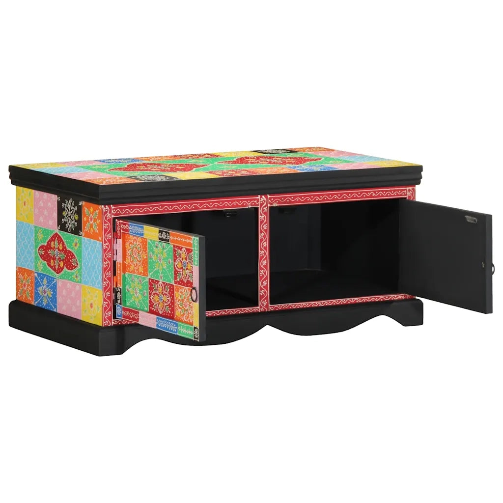 Tavolino da Salotto Multicolore 90x50x40cm Legno Massello Mango 4017561