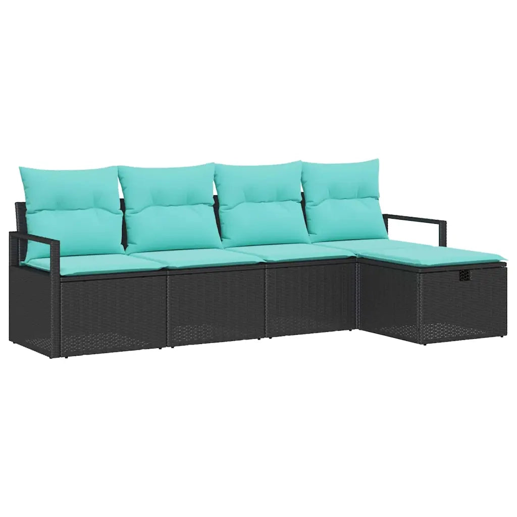 Set di divani con cuscino 5 pcs Nero e Turchese polyrattan 3359165