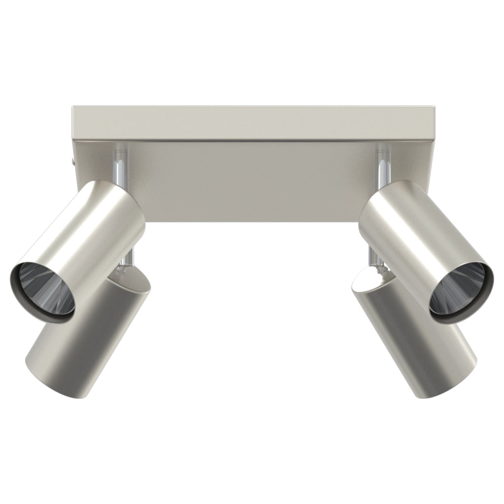Faro da soffitto 4 Vie Regolabili Nichel Spazzolato GU10