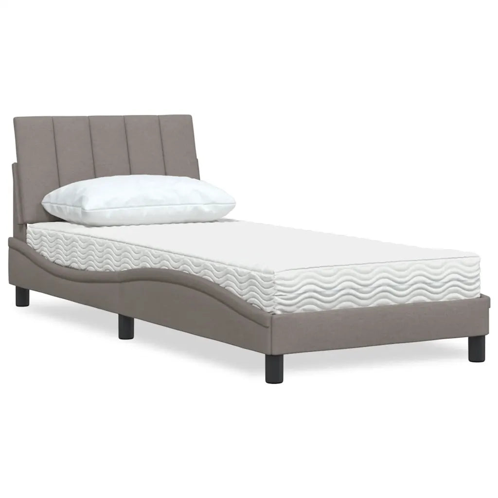 Letto con Materasso Hanko Tortora 90x200 cm in Tessuto