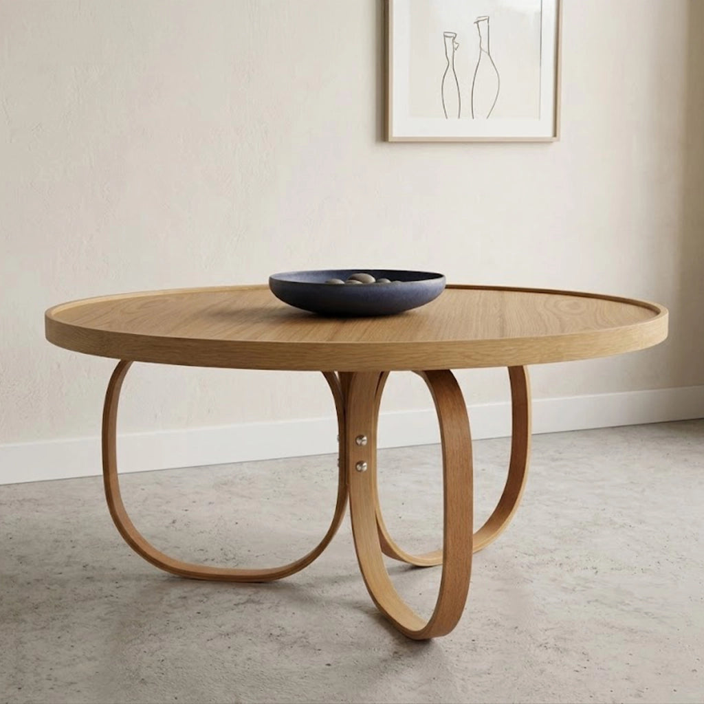 Chiavenna, Tavolino da Salotto Forma Rotondo, 100x100x46h cm Marrone Rovere