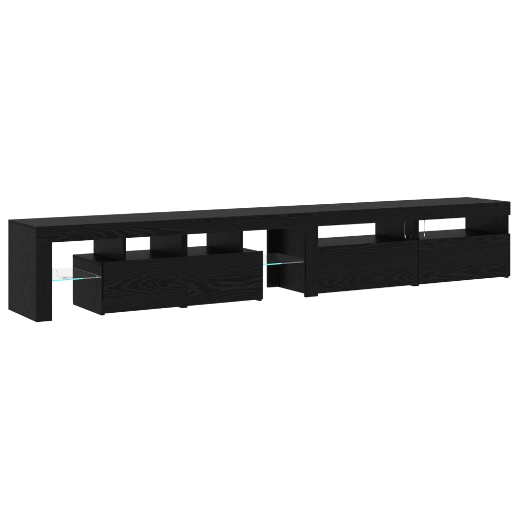 Mobili TV 3 pz con luci LED in rovere nero e legno ingegnerizzato