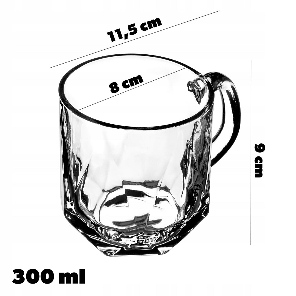 Tazza in vetro KADAX da 300 ml per caffè, tè, bevande e acqua, con manico per succhi di frutta.