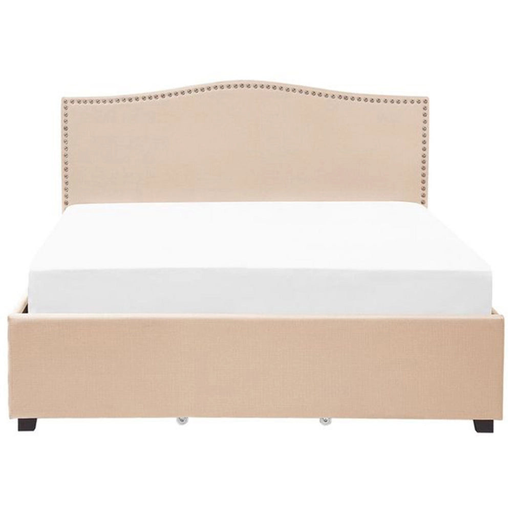 Struttura del letto Cassetto imbottito in poliestere beige 180 x 200 cm Design tradizionale