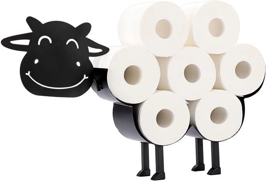 Supporto per carta in metallo a forma di mucca per la toilette, accessorio per la stanza da bagno (nero)