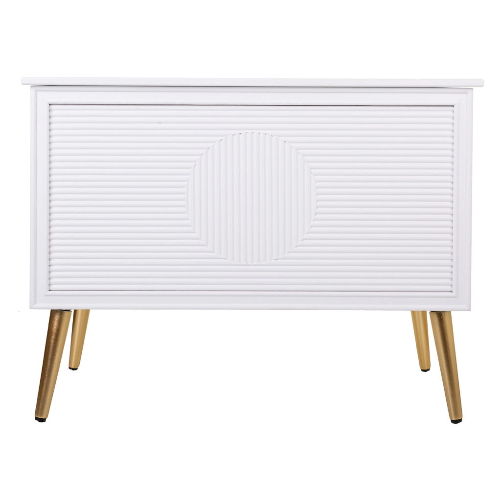 Sgabello baule in legno bianco 83x41,5x62,5h