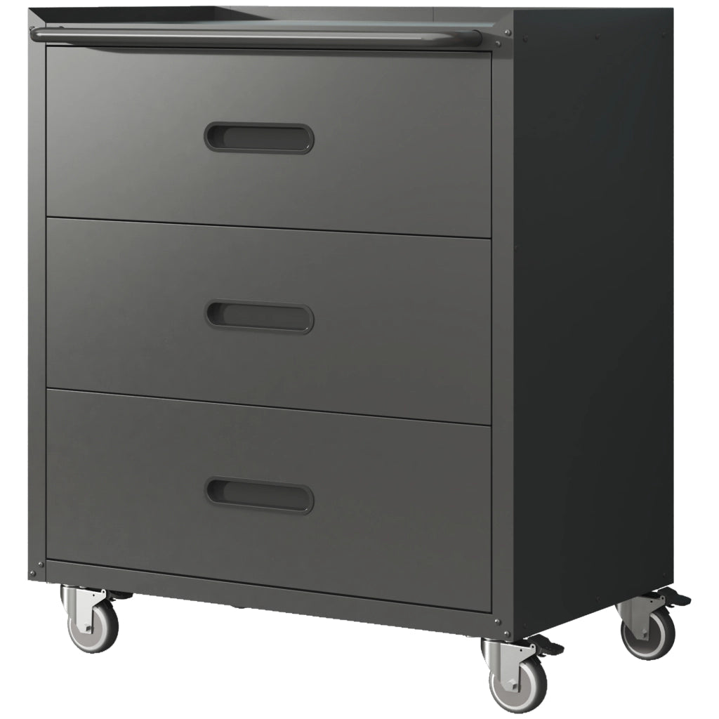 Carrello armadio portautensili in metallo con 3 cassetti, 75 × 42 × 88 cm, nero/grigio