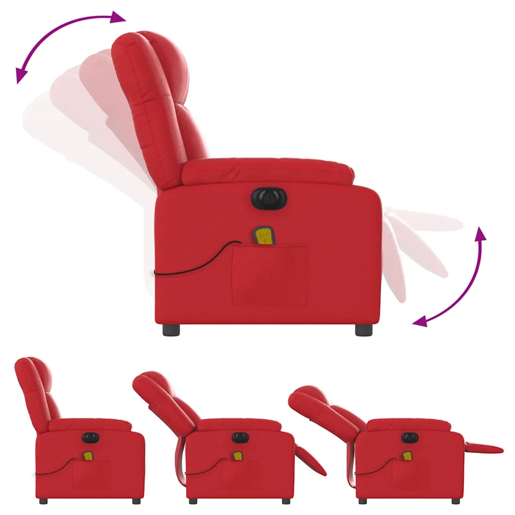 Poltrona Massaggio Elettrica Reclinabile Rosso Similpelle 3205148