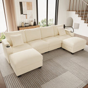 DIVANO angolare modulare U 275,5x139x87 cm in velluto a coste beige