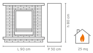 Camino a Bioetanolo da Pavimento 90x30x80 cm Tigullio Effetto Pietra Grigia