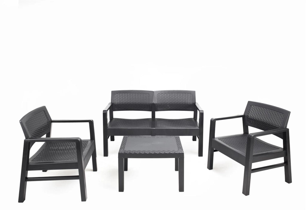 MAURY'S SET MOREEA DA GIARDINO EFFETTO RATTAN IN COLORE ANTRACITE