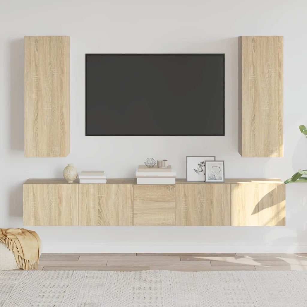 Set di Mobili Porta TV 5 pz Rovere Sonoma in Legno Multistrato cod mxl 12972