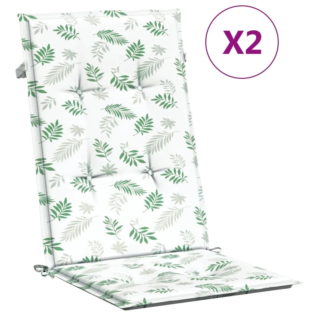 Cuscini per Sedia Schienale Alto 2 pz Motivo Foglie in Tessutocod mxl 118371