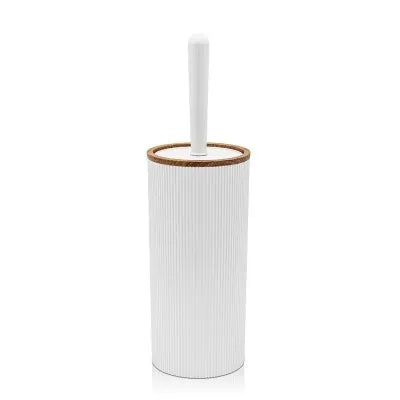 Portascopino wc Bianco dettagli effetto legno serie Blob
