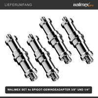 Walimex Set 4 adattatori spigot 5/8" con filettatura da 3/8" e 1/4" - per collegamento accessori fotocamere e stativi - Fotografia in studio