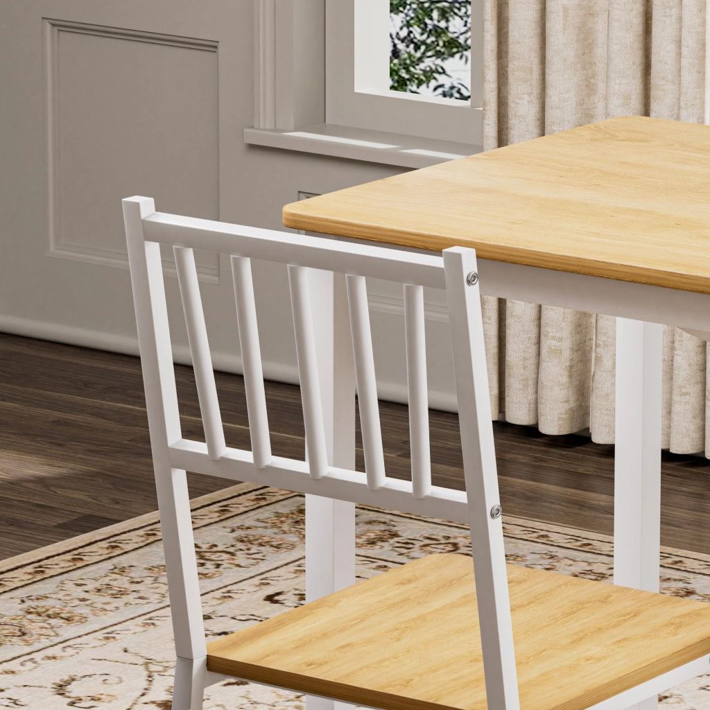 Set Tavolo da Pranzo con 2 Panche e Sedie ¨C Xylo ¨C Legno Naturale e Bianco