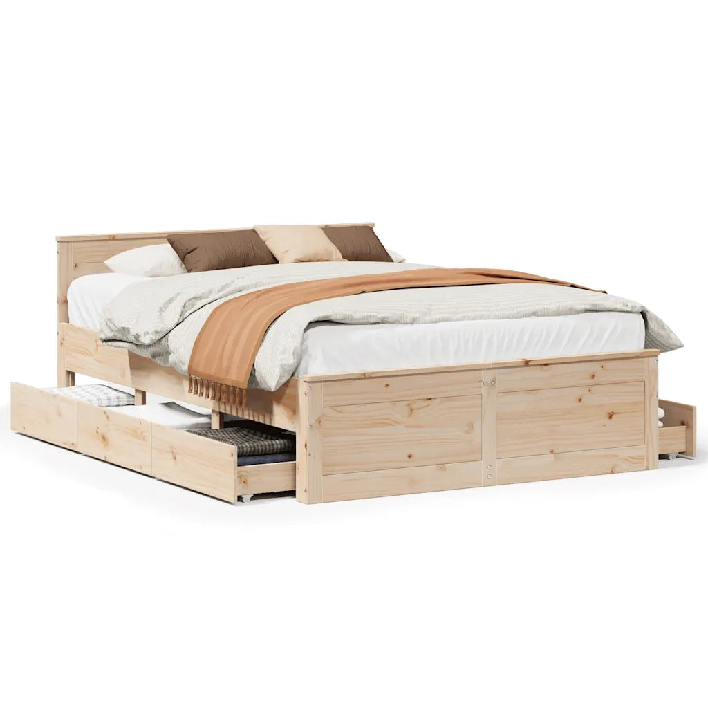 Giroletto senza Materasso con Testata 140x190 cm Massello Pino