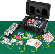 Set da Poker Completo con 300 Finches e 2 Mazzi di Poker, Valigetta in Alluminio a 2 Chiavi con Tappetino e Bottone Dealer, Fish Poker per Texas Holdem e Blackjack
