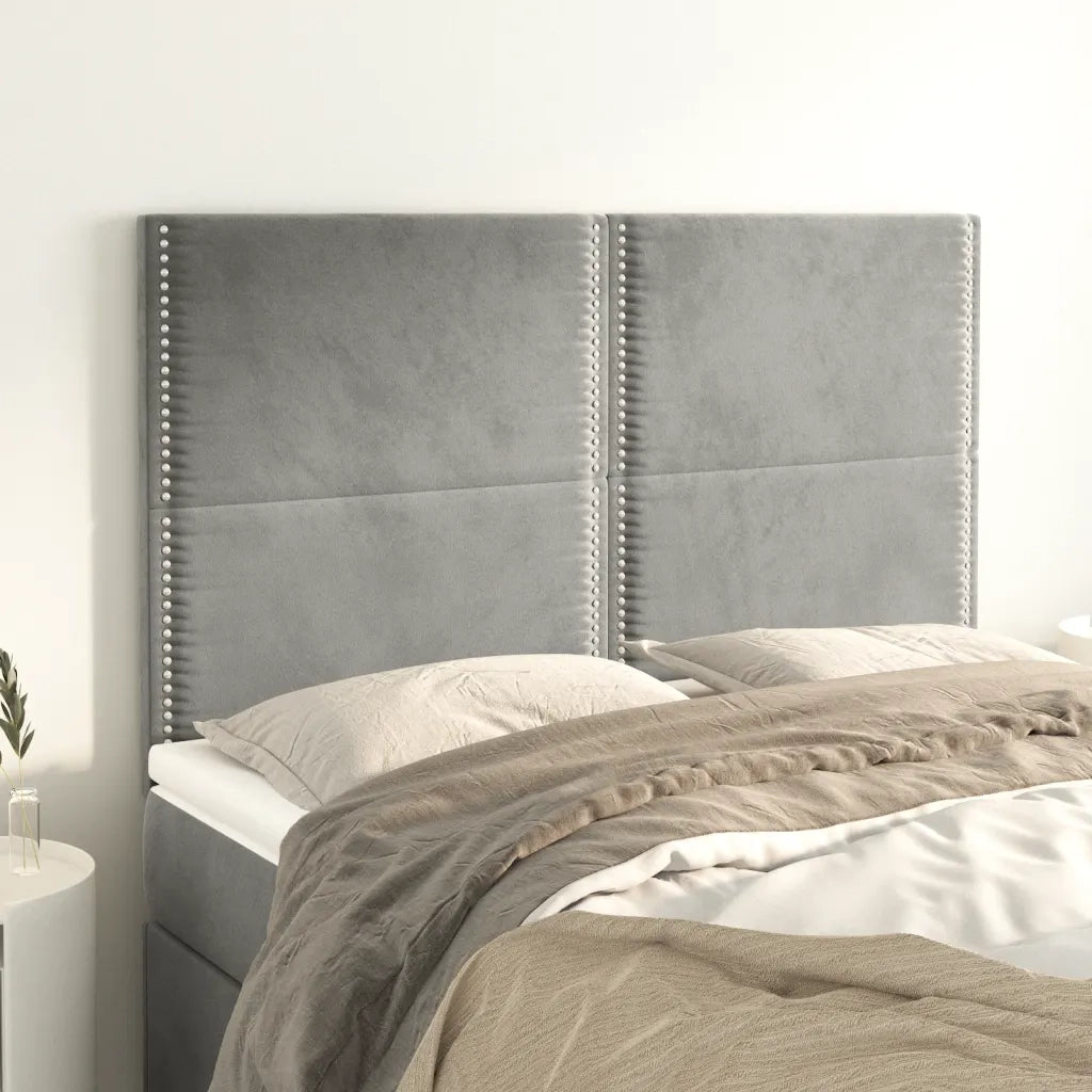 Testiera Grigio Chiaro 144x5x118/128 cm Velluto 3116240