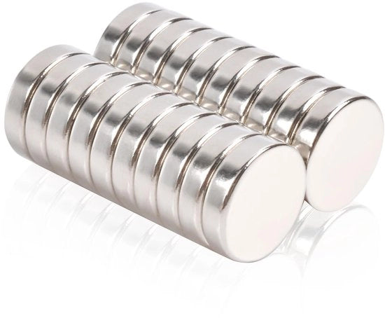 Magneti Neodymium 12x3mm, 20 Stuks, Magneti Ronde, Sterk, Autoadesivi, per Tavolo Magnetico, Frigorifero, Tabellone Bianco, Ufficio, Cucina, Modello Magneetto