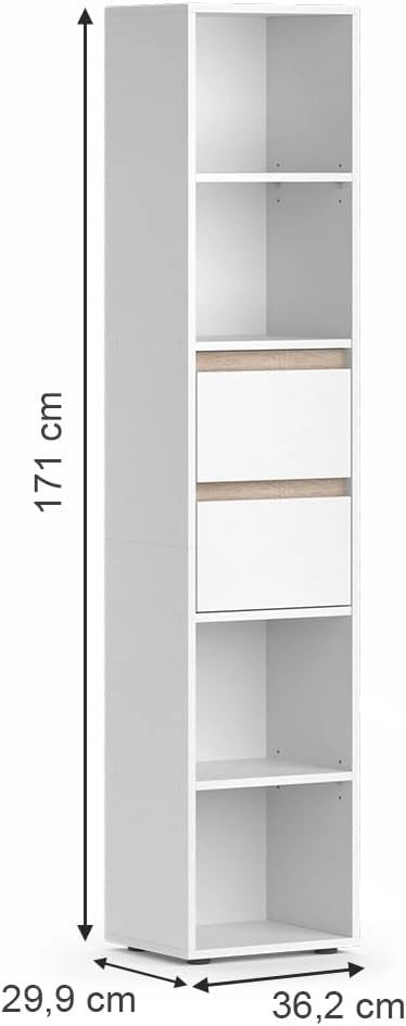 Libreria Robert, Bianco, 36.2 x 171 cm, per la conservazione di libri e decorazioni nell’area living