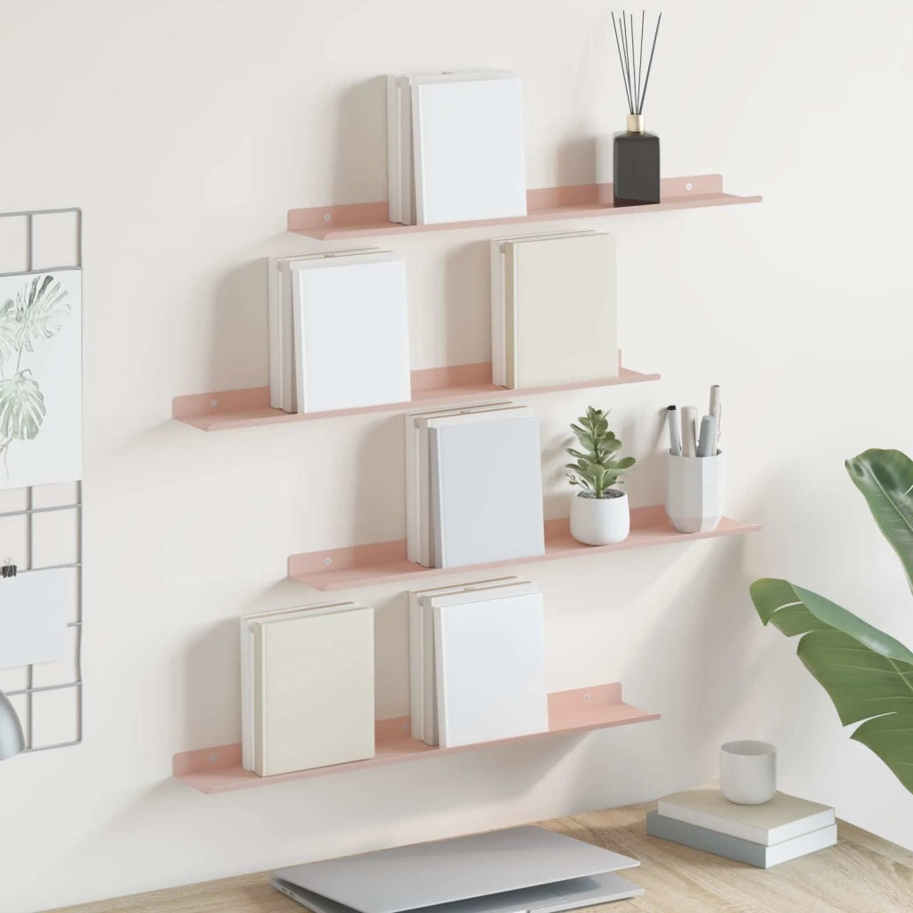 4 pz Mensola | Ripiano | Scaffale sospesa Rosa 60 x 8,5 x 2,5 cm Acciaio