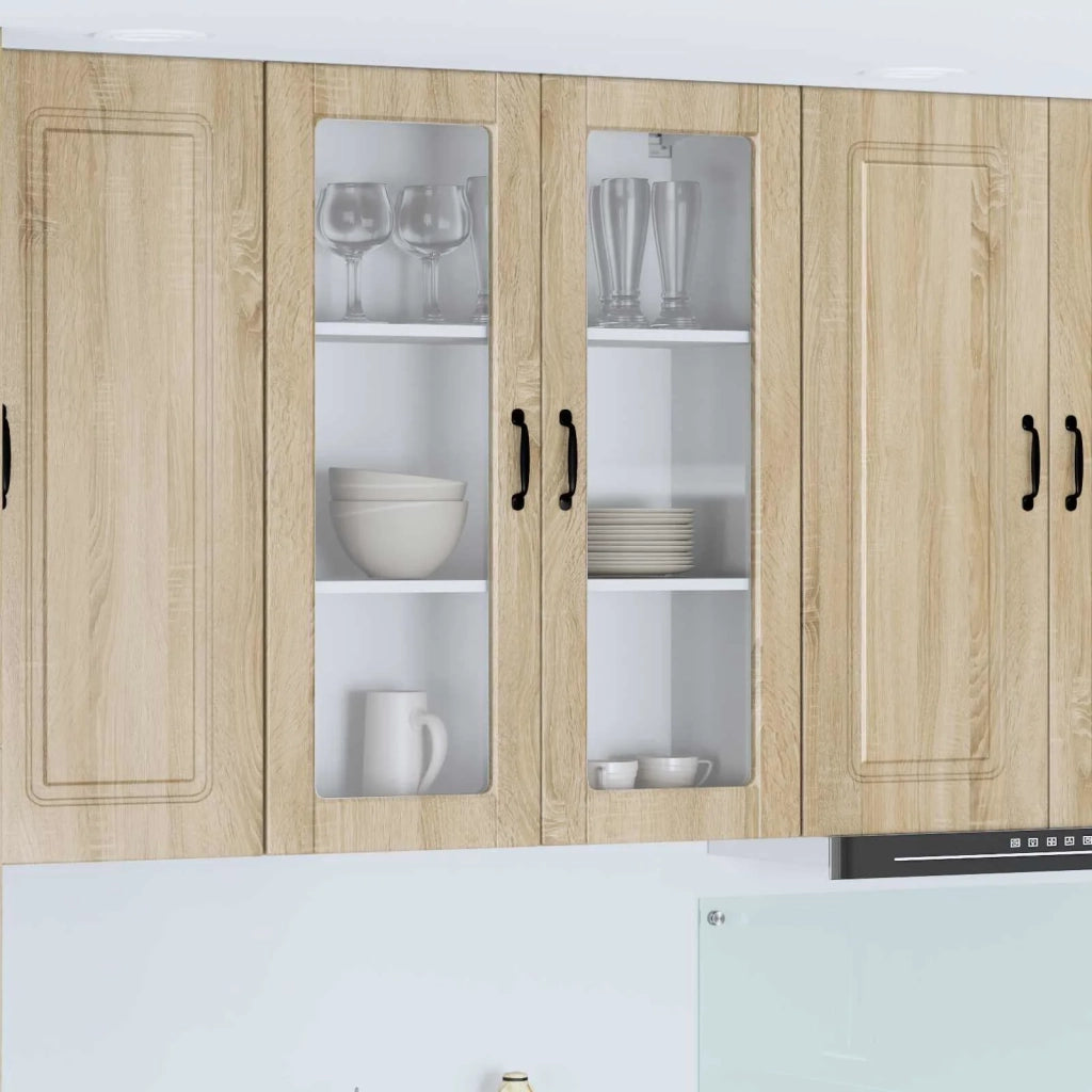 Pensile da cucina | Mobile in vetro da parete PORTO Rovere Sonoma 80 x 31 x 100 cm