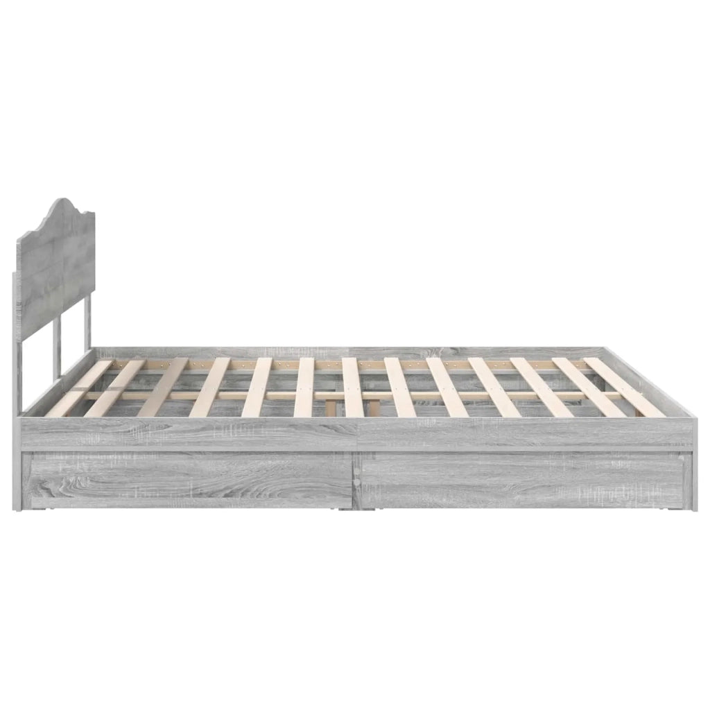 Letto con Contenitore con testiera Grigio Sonoma 200 x 200 cm