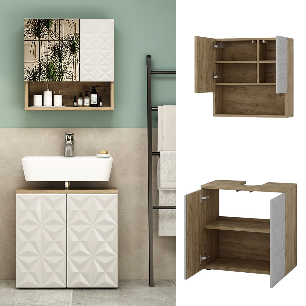 Vicco Set di mobili da bagno Bianco 2 parti
