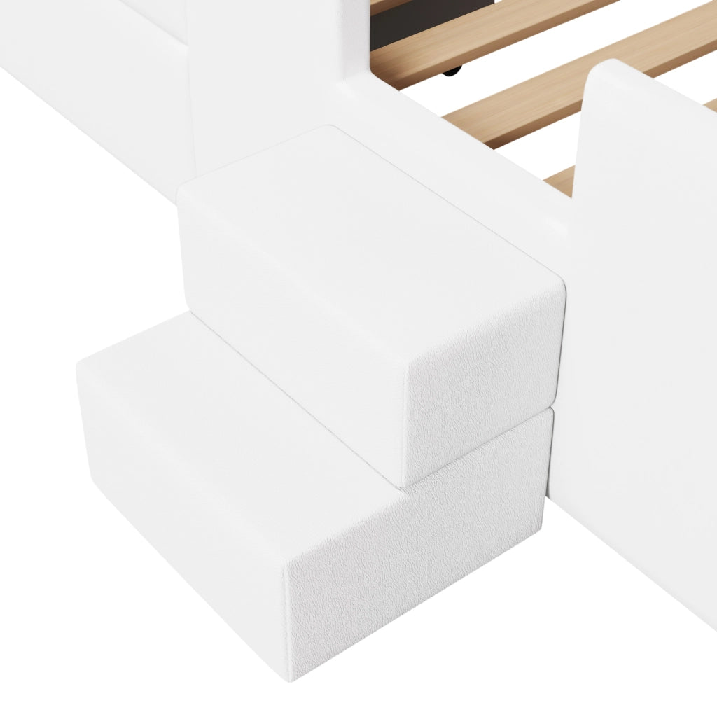 LETTO con cassetto 90x200 cm in PU bianco con LED
