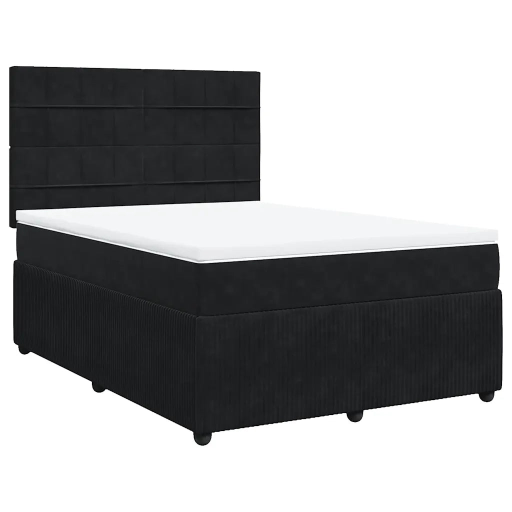 vidaXL Giroletto a Molle con Materasso Nero 140x200 cm in Velluto