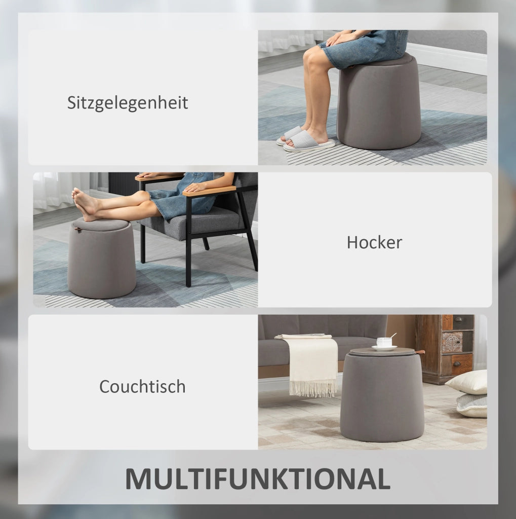 POUF Contenitore rotondo Ø44 x 47,5 cm in poliestere grigio scuro
